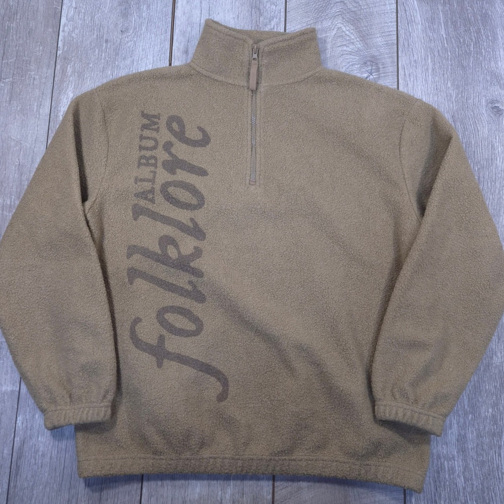 Taylor Swift Folklore Quarter Zip Women Medium Tan Fleece Pullover Merch